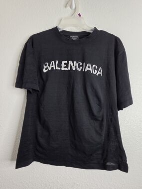 Balenciaga Wardrobe Unisex Black Logo T-Shirt Made in Portugal